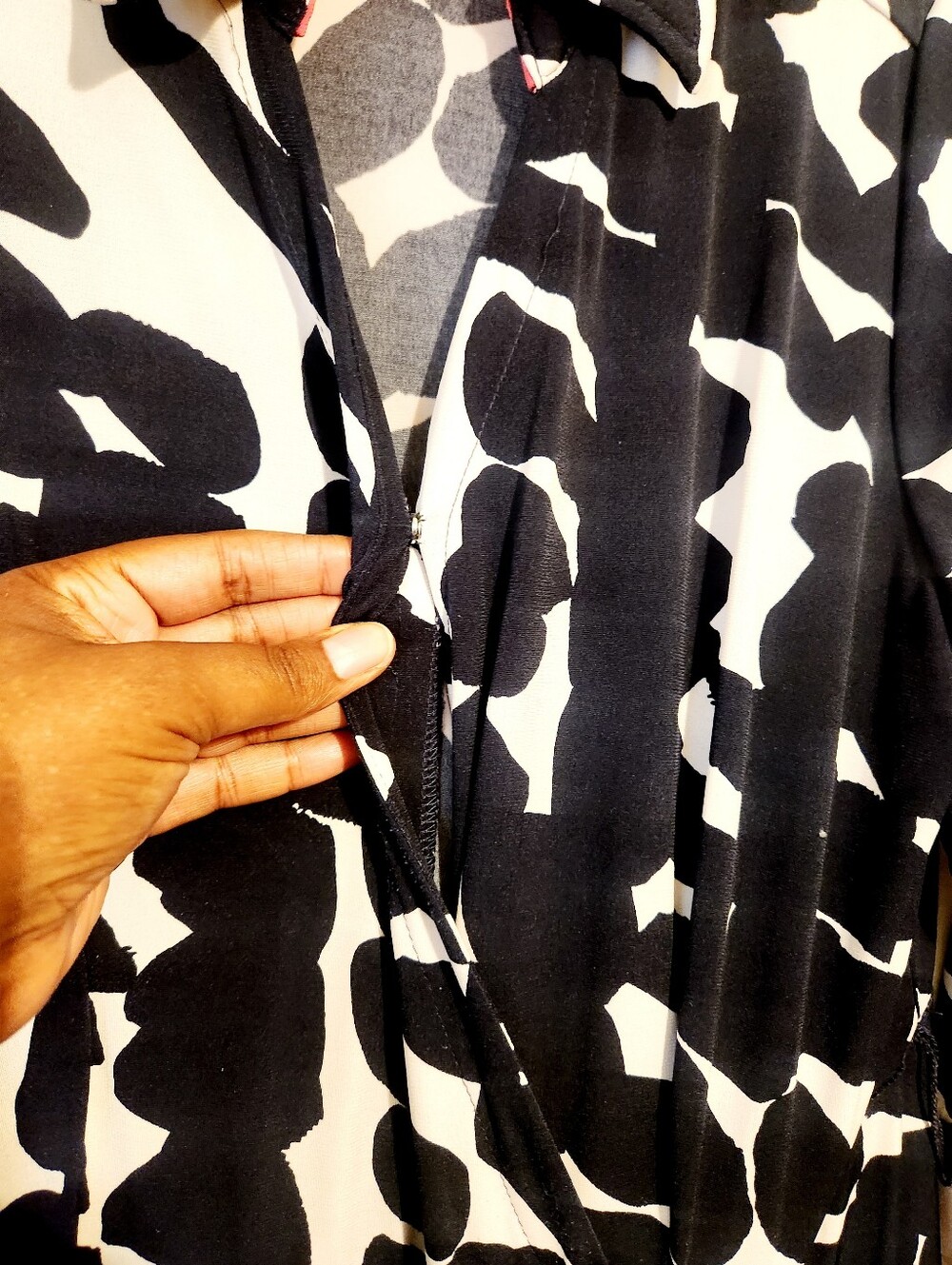 Lane Bryant | Women's Navy, White & Pink Jersey Printed Faux Wrap Dress (14/16) - Picture 8 of 15
